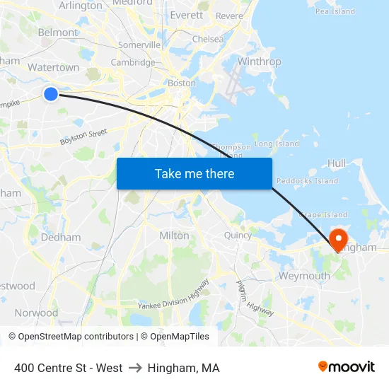 400 Centre St - West to Hingham, MA map