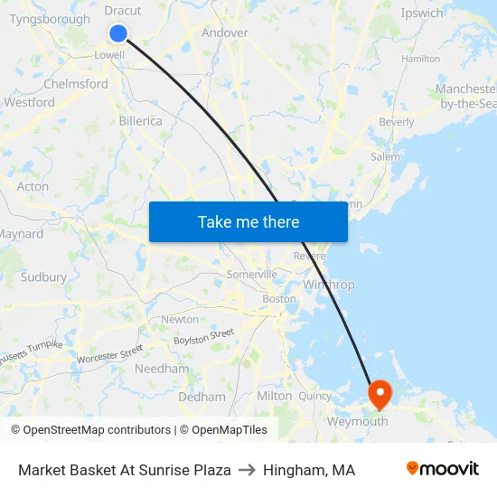 Market Basket At Sunrise Plaza to Hingham, MA map