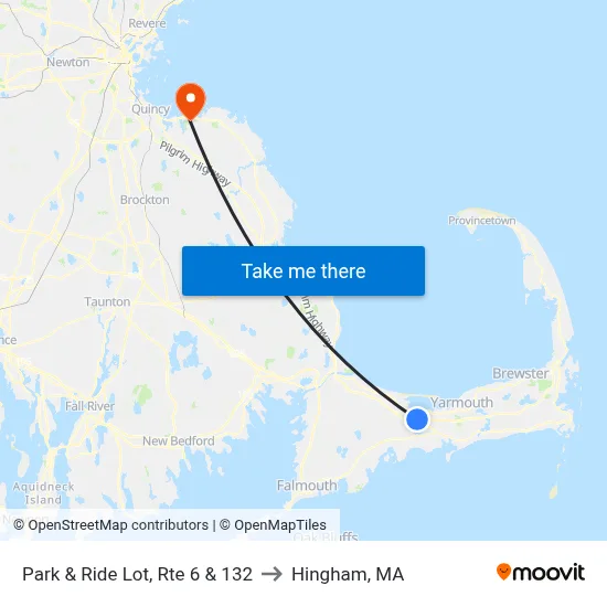 Park & Ride Lot, Rte 6 & 132 to Hingham, MA map