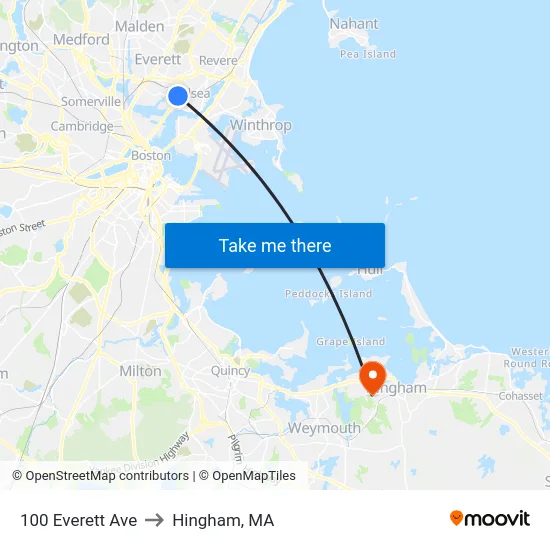 100 Everett Ave to Hingham, MA map