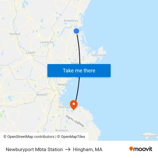 Newburyport Mbta Station to Hingham, MA map