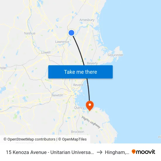 15 Kenoza Avenue - Unitarian Universalist Church to Hingham, MA map