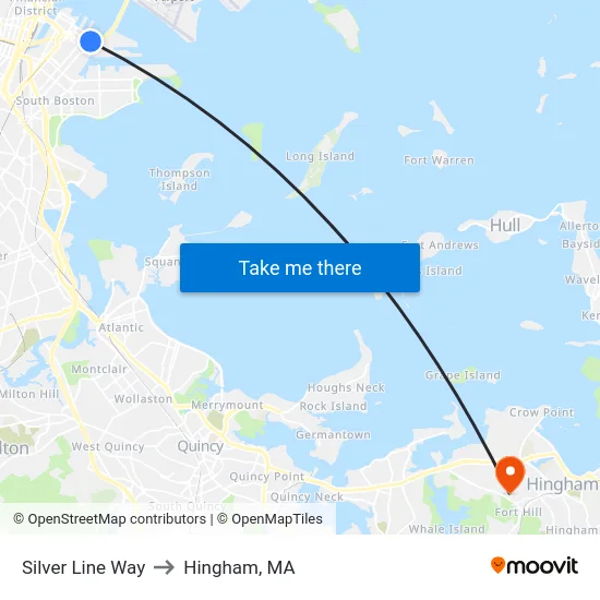 Silver Line Way to Hingham, MA map