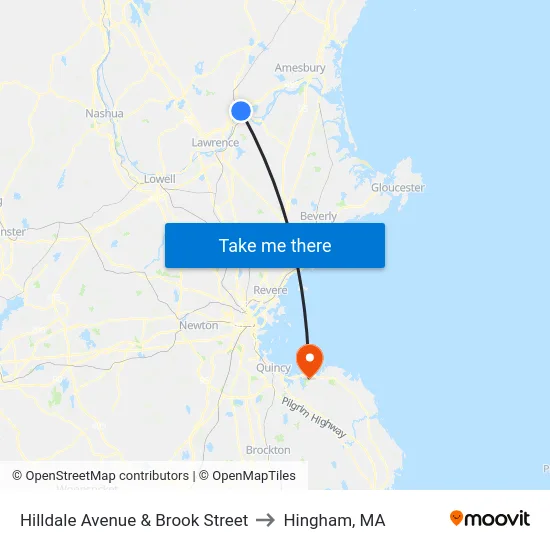 Hilldale Avenue & Brook Street to Hingham, MA map