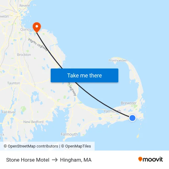 Stone Horse Motel to Hingham, MA map