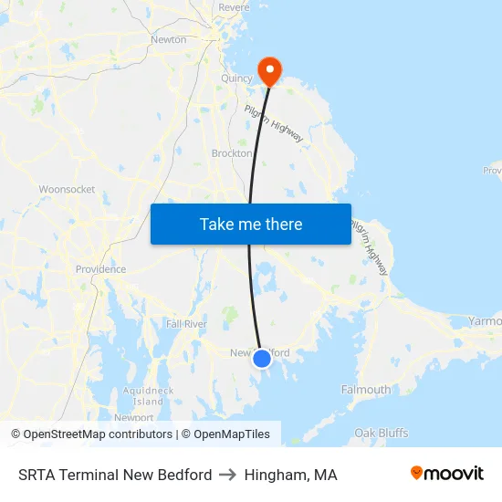 SRTA Terminal New Bedford to Hingham, MA map