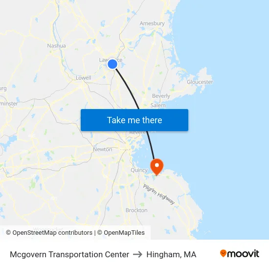 Mcgovern Transportation Center to Hingham, MA map
