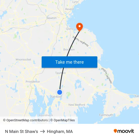 N Main St Shaw's to Hingham, MA map