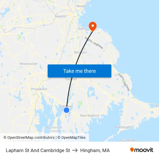 Lapham St And Cambridge St to Hingham, MA map