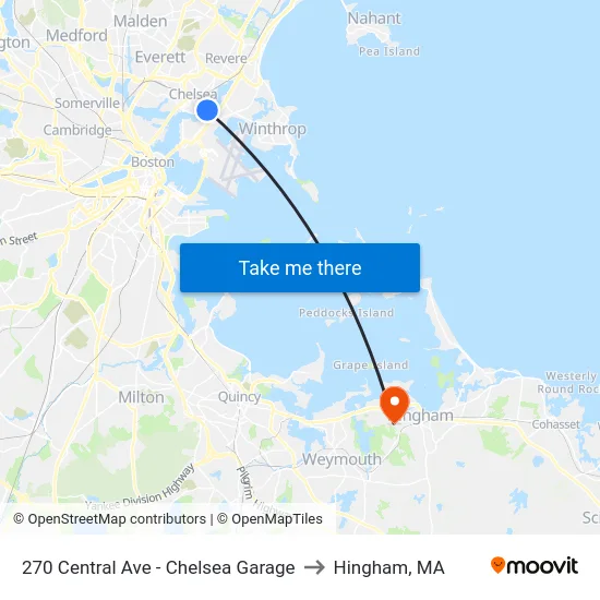 270 Central Ave - Chelsea Garage to Hingham, MA map