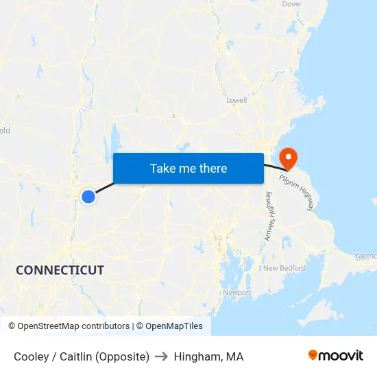 Cooley / Caitlin (Opposite) to Hingham, MA map