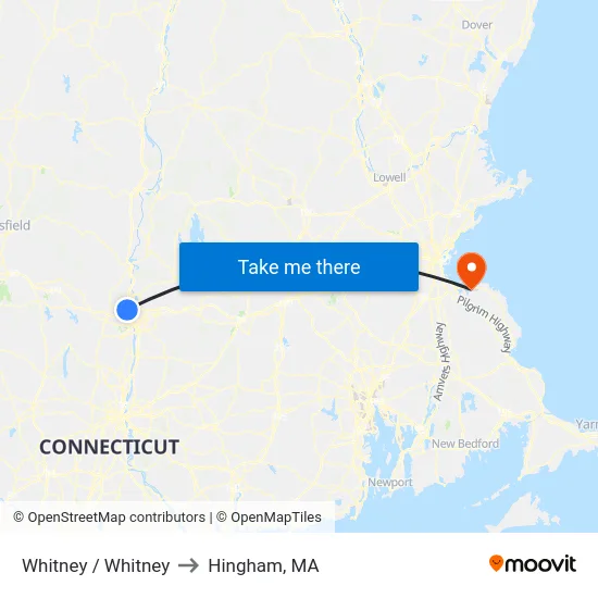 Whitney / Whitney to Hingham, MA map