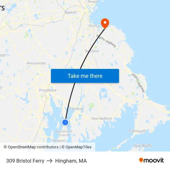 309 Bristol Ferry to Hingham, MA map