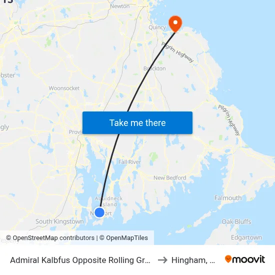 Admiral Kalbfus Opposite Rolling Green to Hingham, MA map