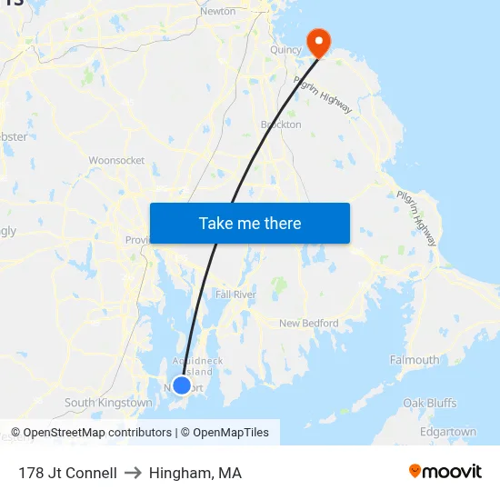 178 Jt Connell to Hingham, MA map
