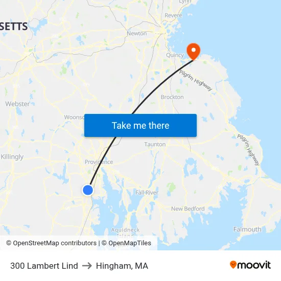 300 Lambert Lind to Hingham, MA map
