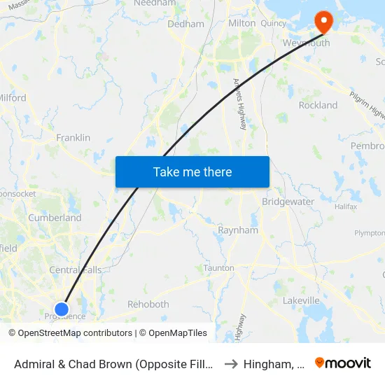 Admiral & Chad Brown (Opposite Fillmore) to Hingham, MA map