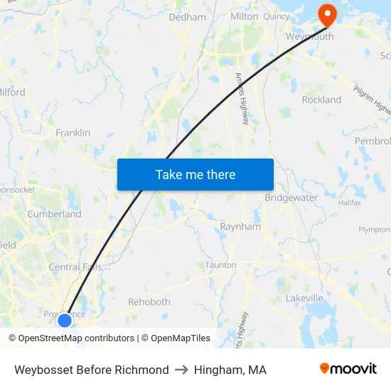 Weybosset Before Richmond to Hingham, MA map