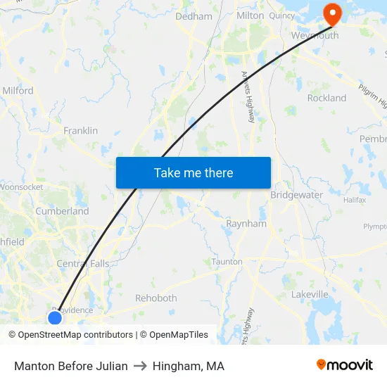 Manton Before Julian to Hingham, MA map