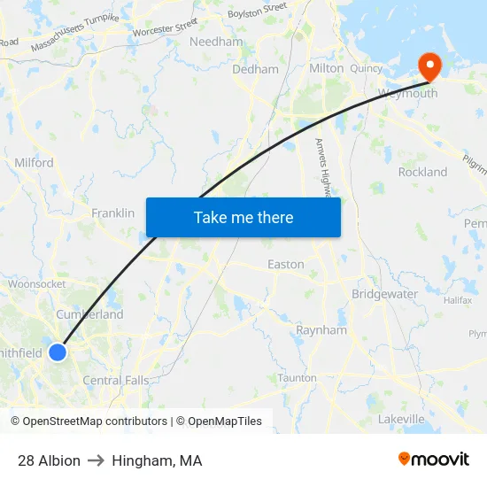 28 Albion to Hingham, MA map