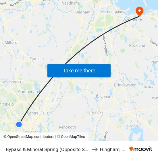 Bypass & Mineral Spring (Opposite Sweet) to Hingham, MA map