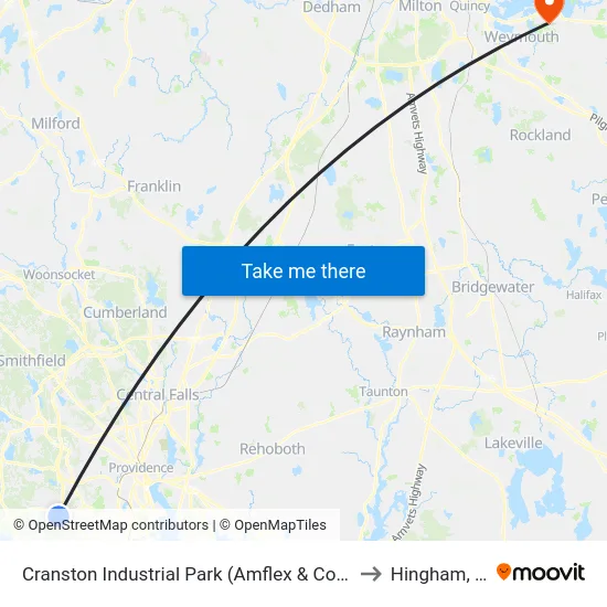 Cranston Industrial Park (Amflex & Comstock) to Hingham, MA map