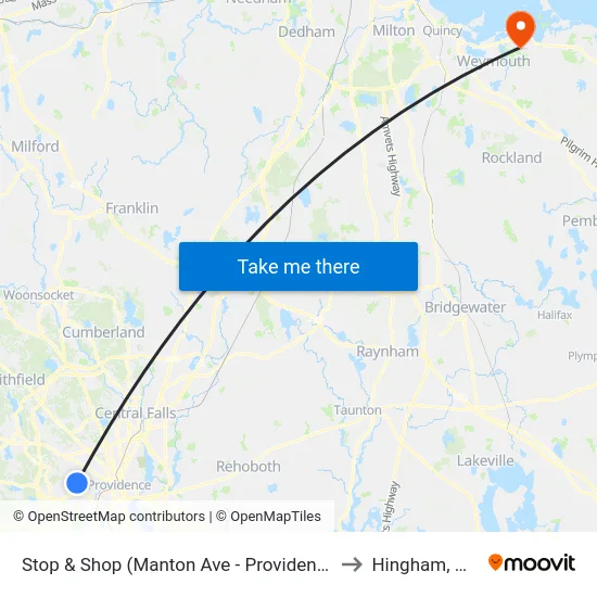 Stop & Shop (Manton Ave - Providence) to Hingham, MA map