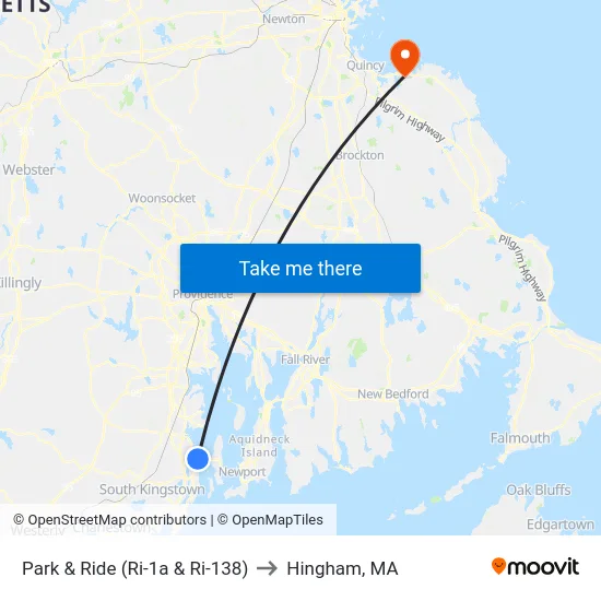 Park & Ride (Ri-1a & Ri-138) to Hingham, MA map