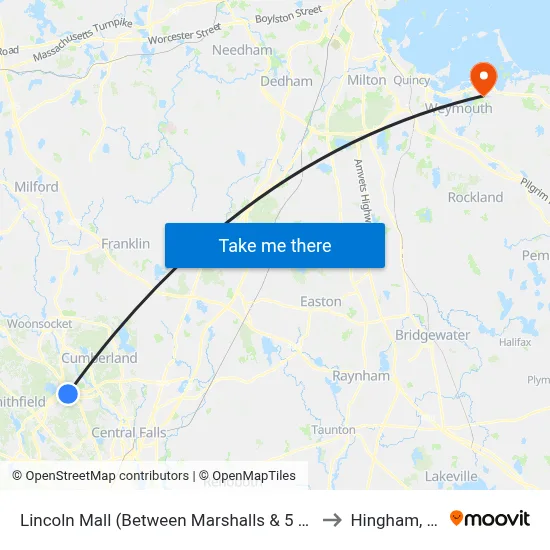 Lincoln Mall (Between Marshalls & 5 Below) to Hingham, MA map