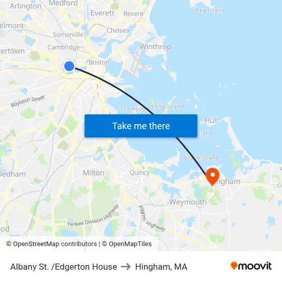 Albany St. /Edgerton House to Hingham, MA map