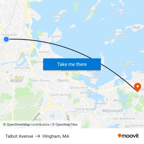 Talbot Avenue to Hingham, MA map