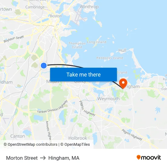 Morton Street to Hingham, MA map