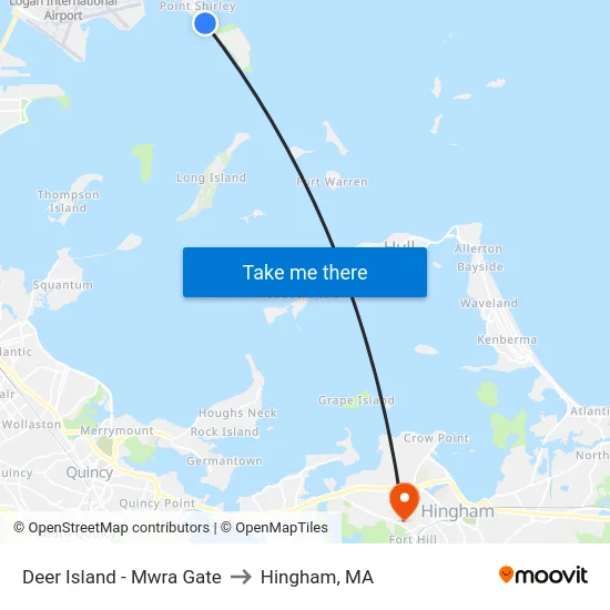 Deer Island - Mwra Gate to Hingham, MA map