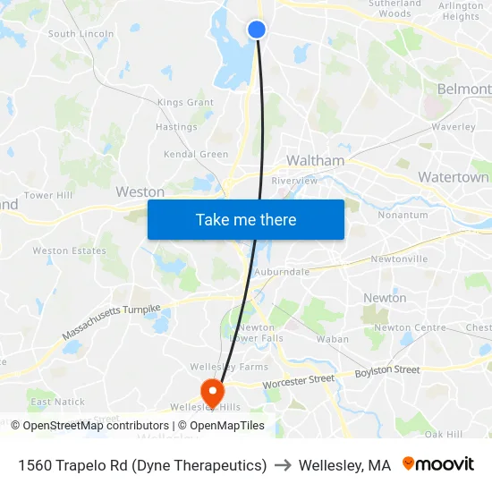 1560 Trapelo Rd  (Dyne Therapeutics) to Wellesley, MA map