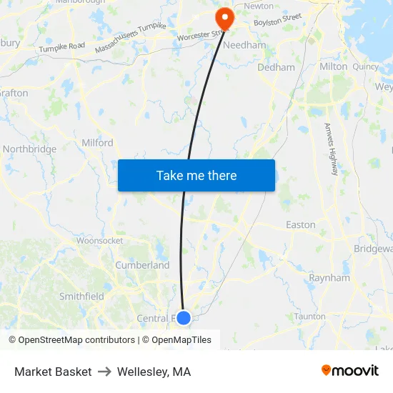 Market Basket to Wellesley, MA map