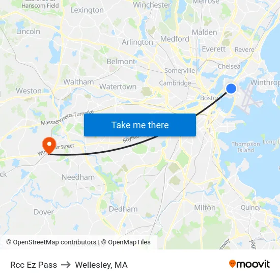 Rcc Ez Pass to Wellesley, MA map