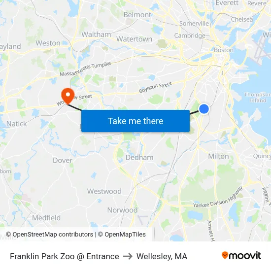 Franklin Park Zoo @ Entrance to Wellesley, MA map