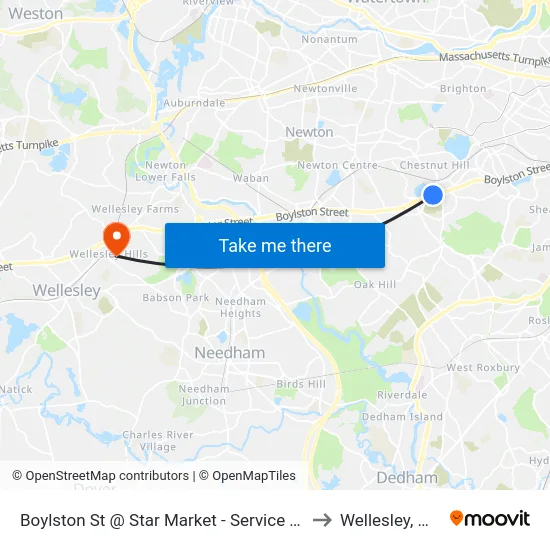 Boylston St @ Star Market - Service Rd to Wellesley, MA map
