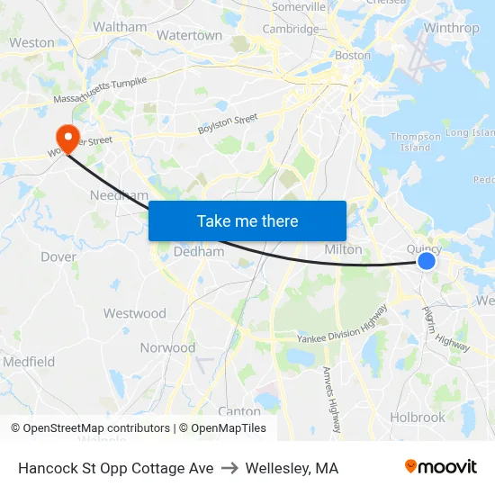 Hancock St Opp Cottage Ave to Wellesley, MA map
