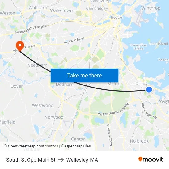 South St Opp Main St to Wellesley, MA map