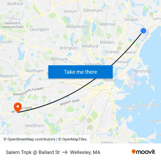 Salem Tnpk @ Ballard St to Wellesley, MA map