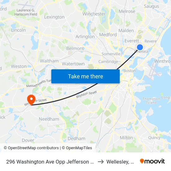 296 Washington Ave Opp Jefferson Ave to Wellesley, MA map