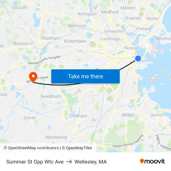 Summer St Opp Wtc Ave to Wellesley, MA map