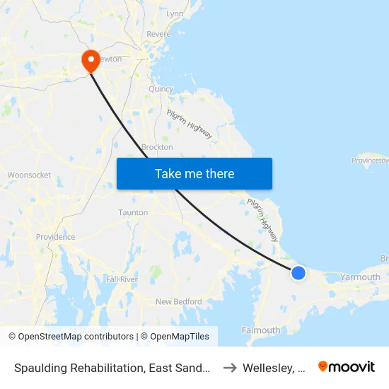 Spaulding Rehabilitation, East Sandwich to Wellesley, MA map