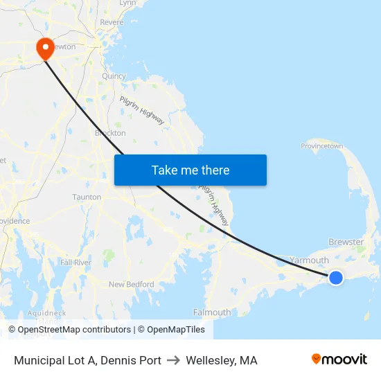 Municipal Lot A, Dennis Port to Wellesley, MA map