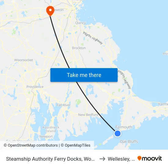 Steamship Authority Ferry Docks, Woods Hole to Wellesley, MA map