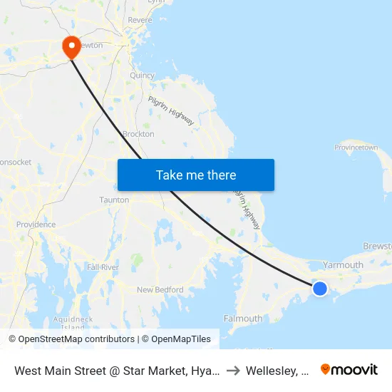West Main Street @ Star Market, Hyannis to Wellesley, MA map