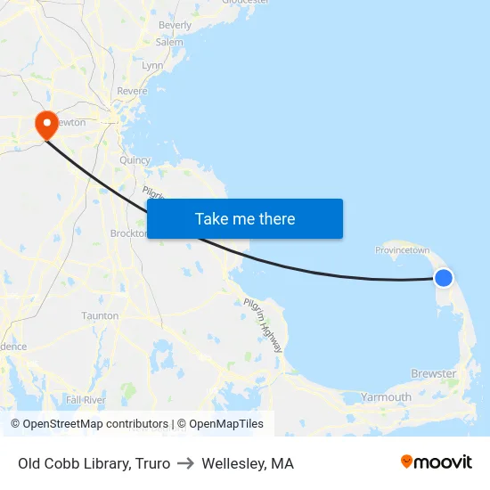 Old Cobb Library, Truro to Wellesley, MA map