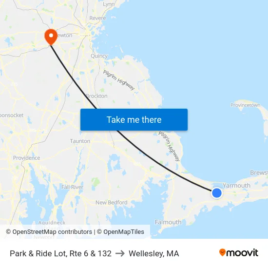 Park & Ride Lot, Rte 6 & 132 to Wellesley, MA map