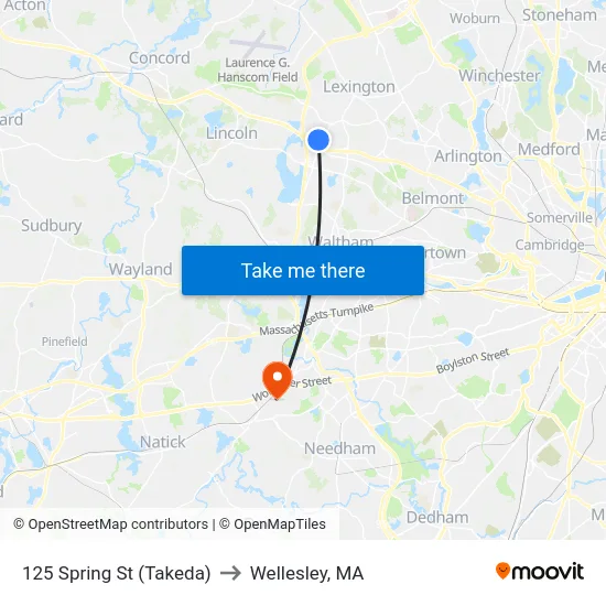 125 Spring St  (Takeda) to Wellesley, MA map